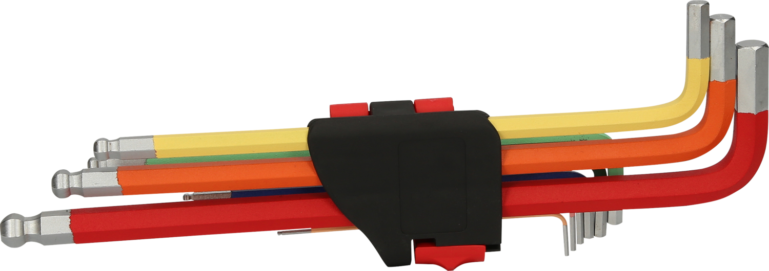 KS Tools Kugelkopf-Innensechskant-Winkelstiftschlüssel-Satz, extra lang, 9-tlg, Zoll