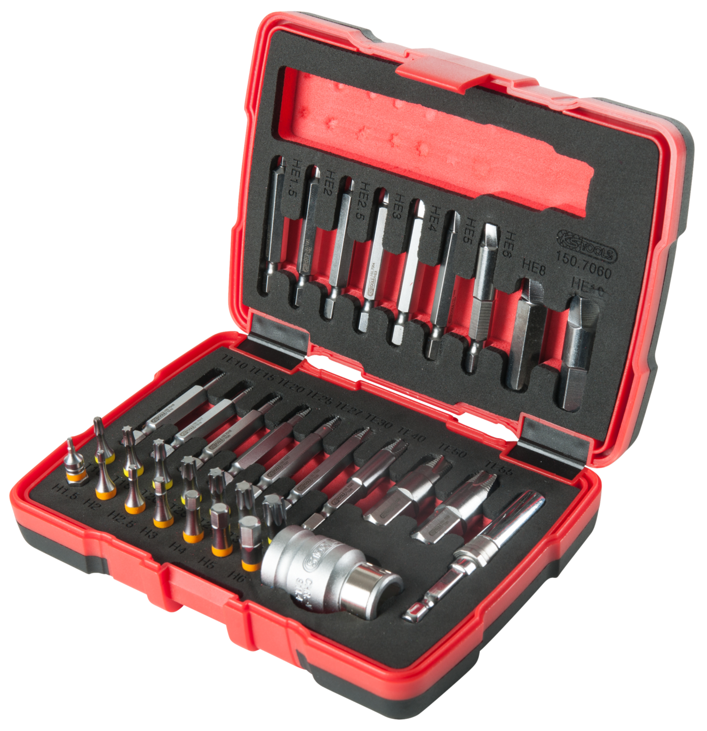 KS Tools 1/4" + 10 mm Torx- und Innensechskant-Schrauben-Ausdreher-Satz, 34-tlg