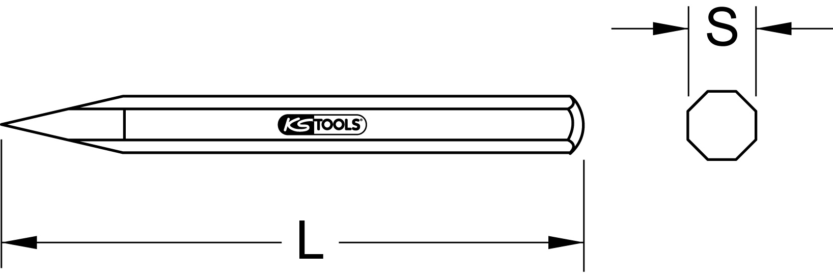 KS Tools Spitzmeißel, 8-kant