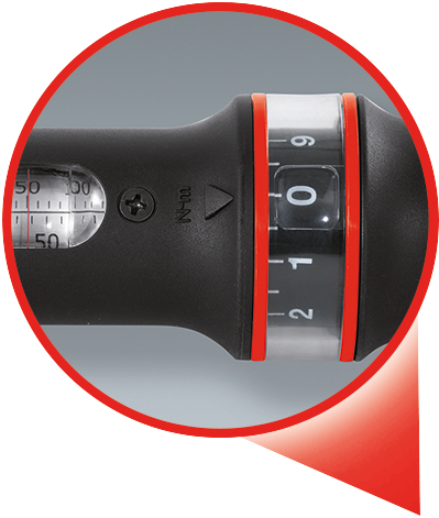 KS Tools 1/2" ERGOTORQUE®precision Ratschen-Drehmomentschlüssel, 40-200Nm, rot