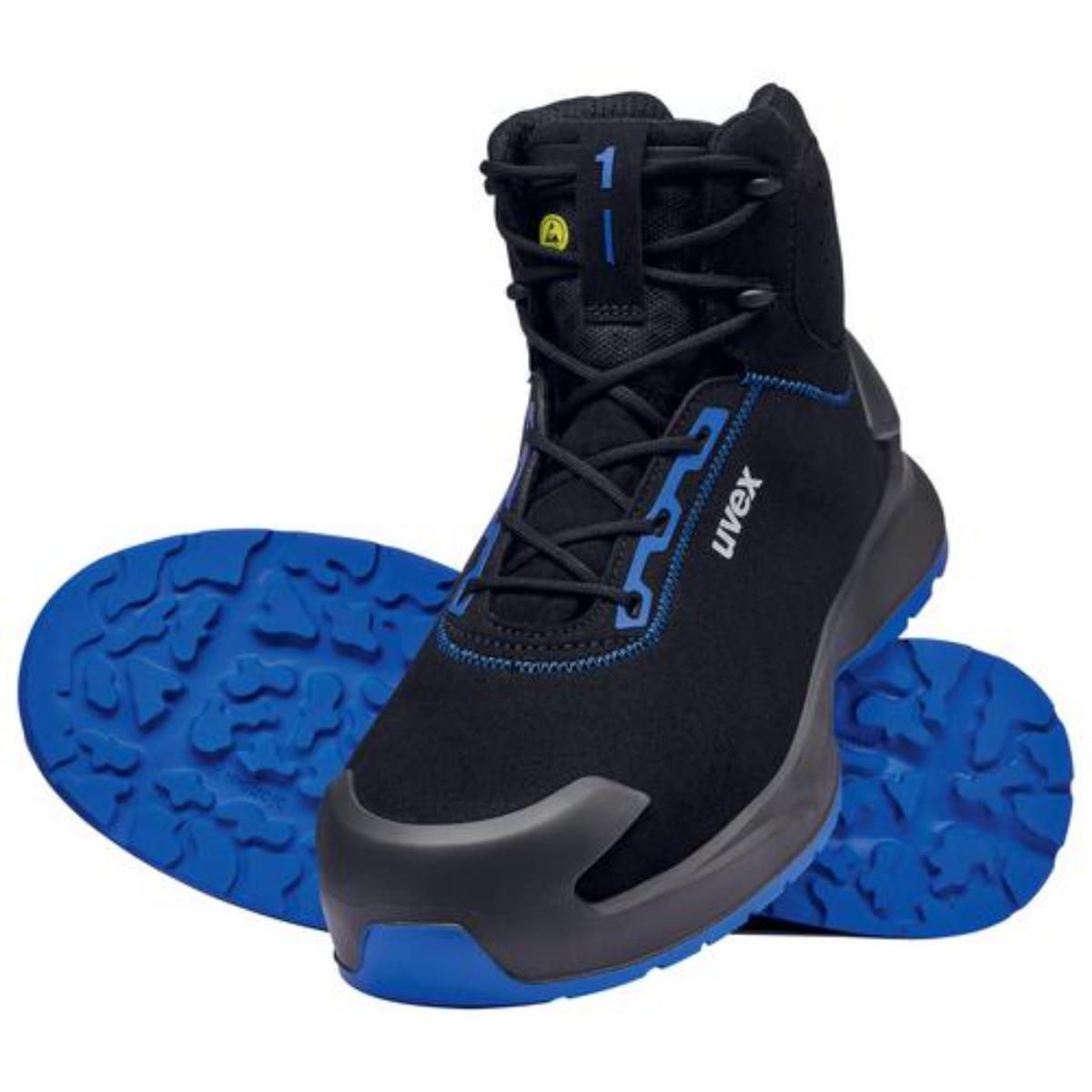 uvex 1 x-craft Sicherheitsschuh Stiefel S2, schwarz/blau