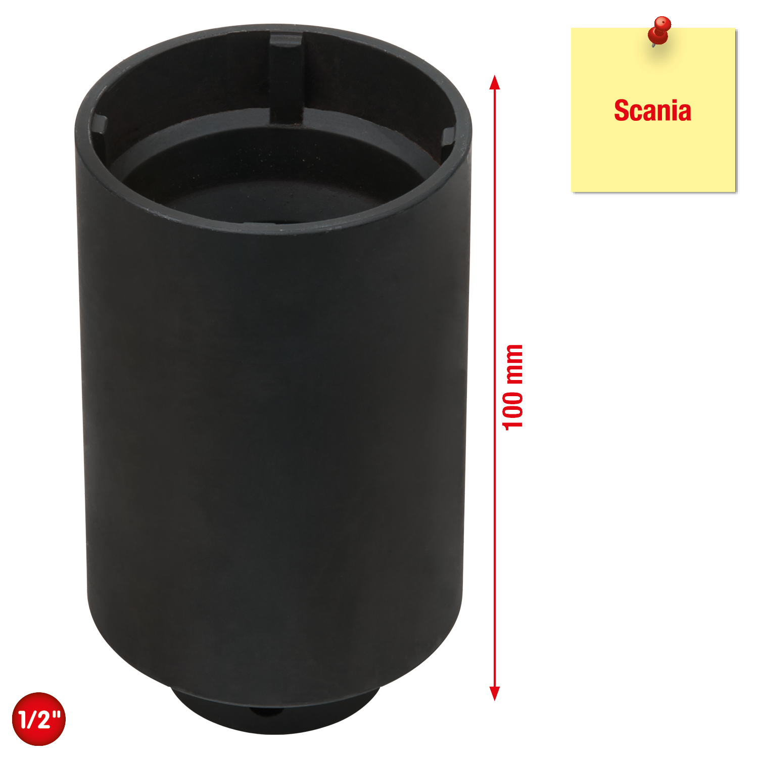 KS Tools 1/2" Nutmuttern-Schlüssel mit 4 Zapfen für Scania, Innenzapfen Ø 48mm