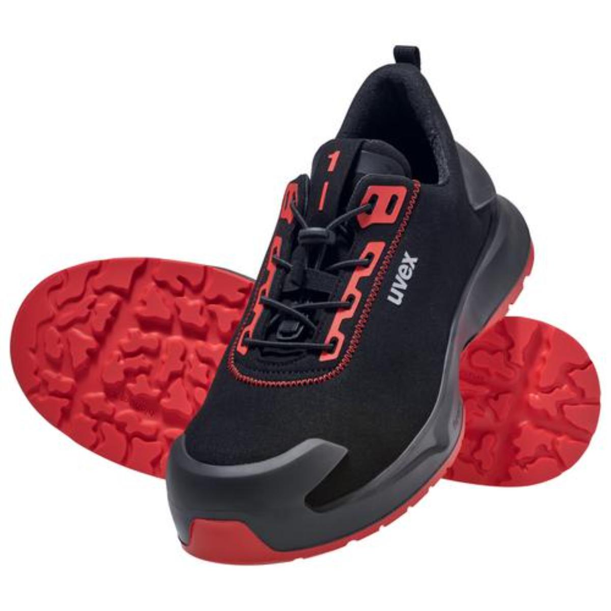 uvex 1 x-craft Sicherheitsschuh Halbschuhe S3L, schwarz/rot
