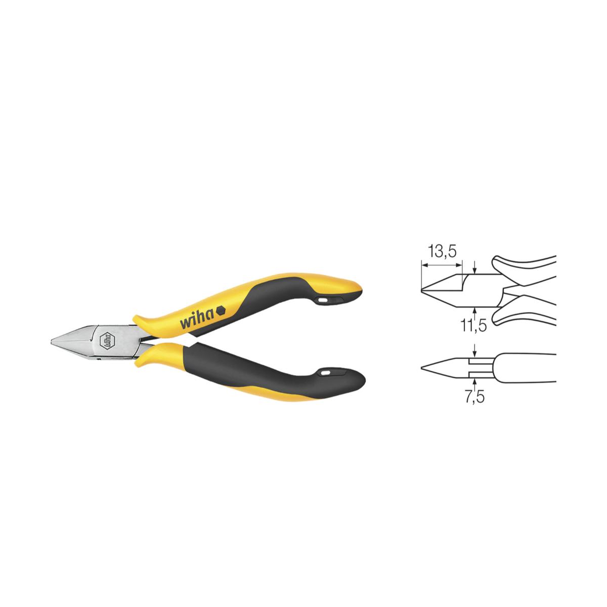 Wiha Seitenschneider Professional ESD breiter, spitzer Kopf ohne Wate - 5 Stück