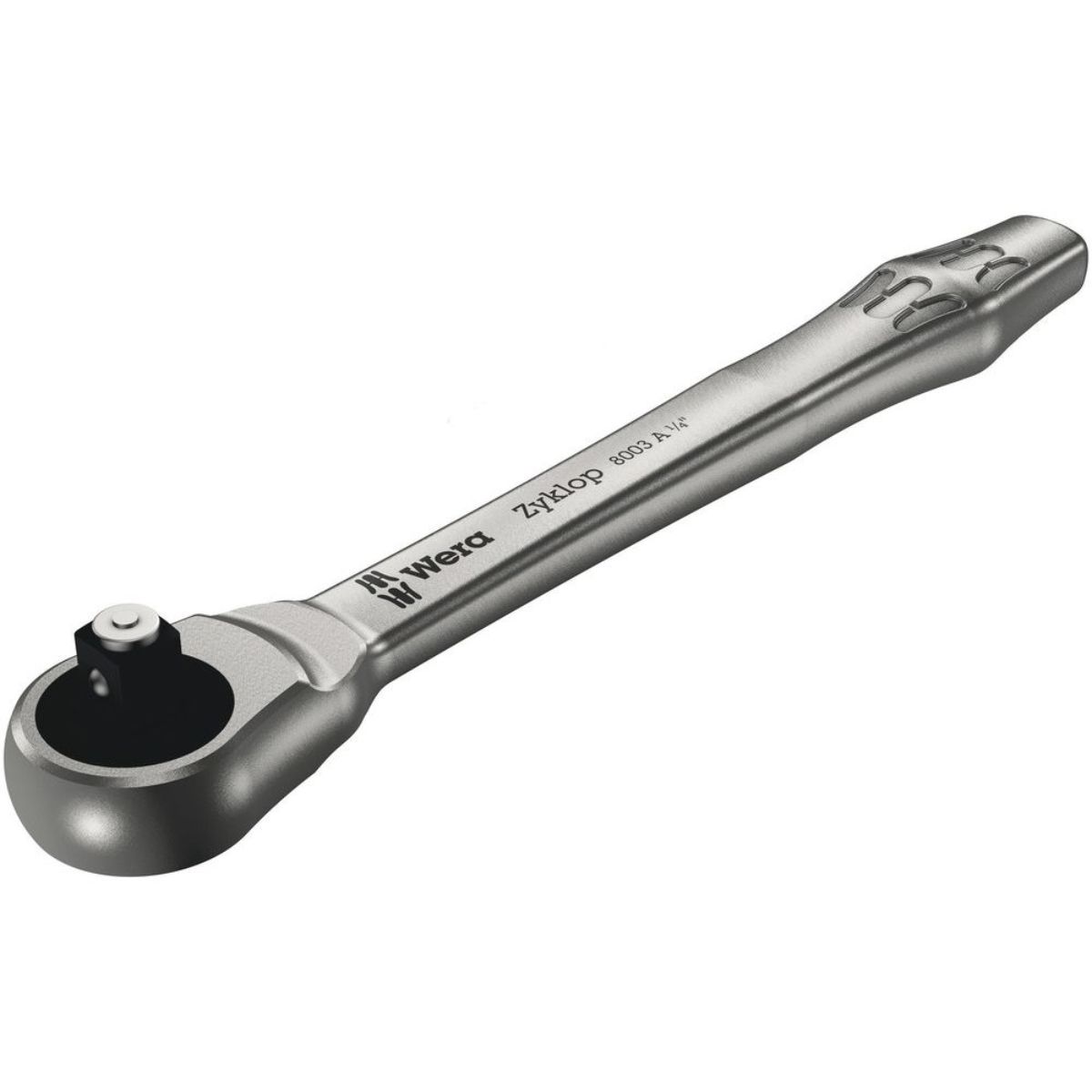 Wera 8003 A Zyklop Metal-Knarre mit Durchsteckvierkant mit 1/4"-Antrieb