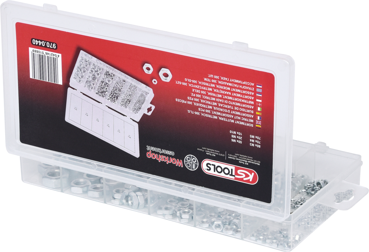 KS Tools Sortiment Muttern, metrisch, 300-tlg